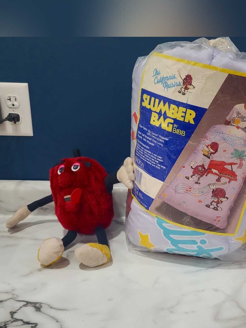 Vintage 1987 California Raisins Sleeping Bag 30x57  Bibb Plush Bundle EUC